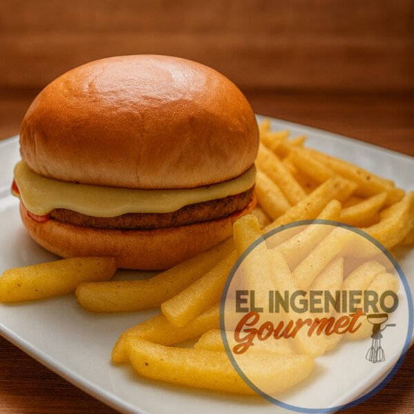 hamburguesa promo Hamburguesa queso con papas fritas (2 unidades)